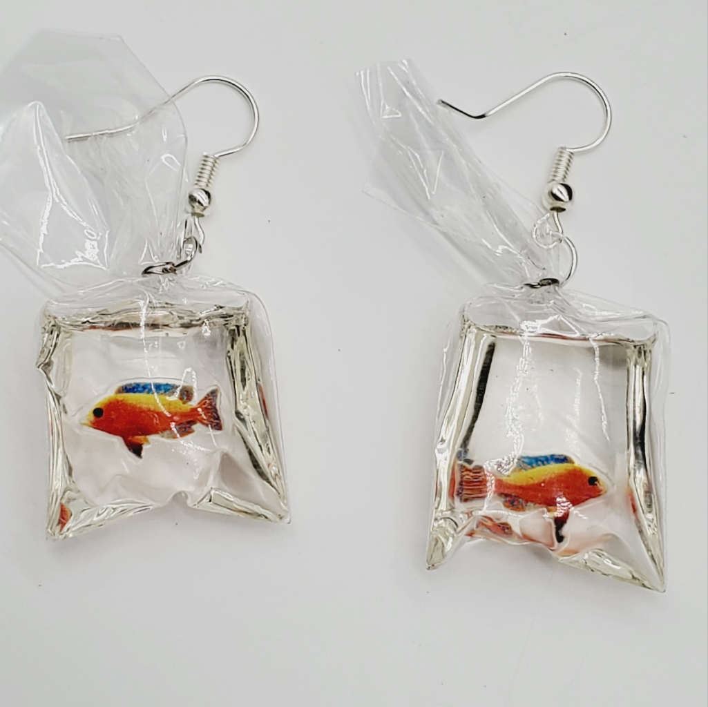 Nwt Fish In Bag! Red Yellow Blue Reef Fish Earrings Silver Hooks Handmade